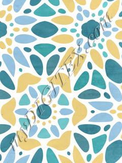 Majolica Floral Mosaic - Mustard & Teal