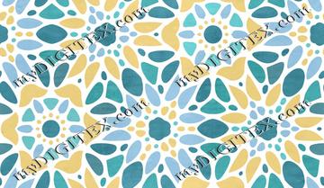 Majolica Floral Mosaic - Mustard & Teal