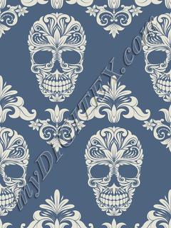 Skull Damask (blue)