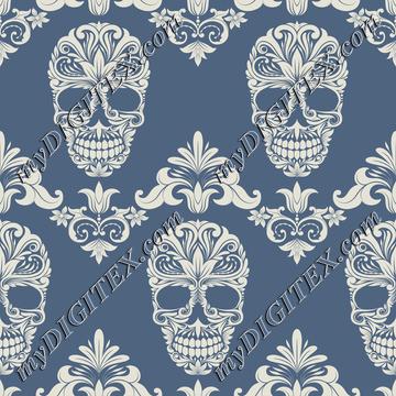 Skull Damask (blue)