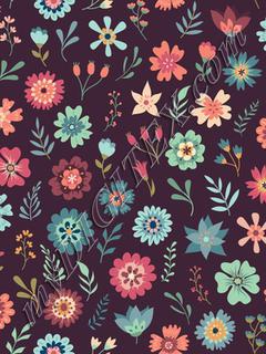 Vintage Floral Scatter - Maroon