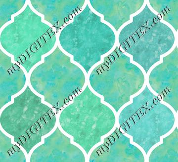 Turquoise & White Marbled Quatrefoil