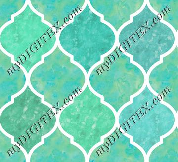 Turquoise & White Marbled Quatrefoil