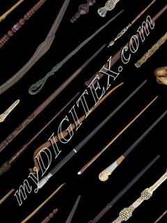 Wizarding Wands (diagonal on black)