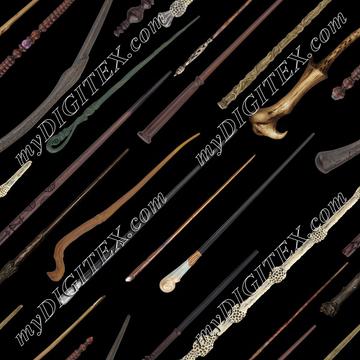 Wizarding Wands (diagonal on black)