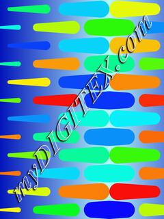 Colorful shapes on a blue background