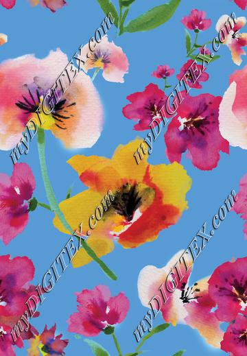 WatercolorFlowerPrintBlue150