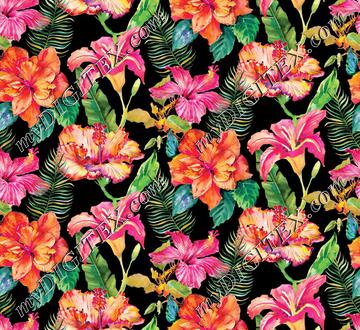 Hibiscus Holiday Floral - Black