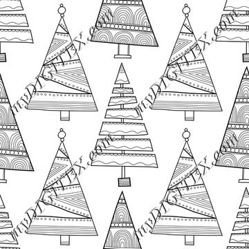 Funky Christmas Trees Coloring