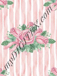 Watercolor Rose Stripes