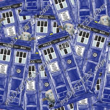 Watercolor TARDIS + Adipose