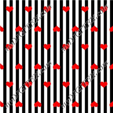 black and white striped with red hearts