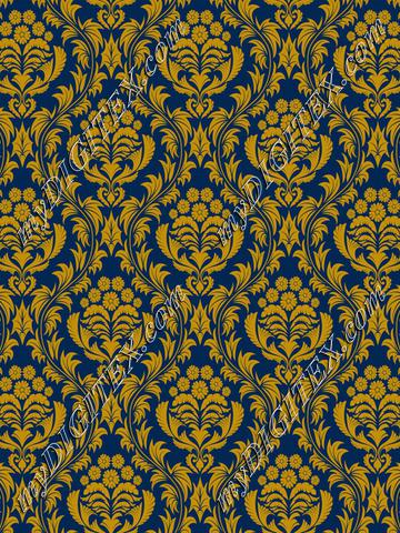 Mountaineer Damask (gold on blue)