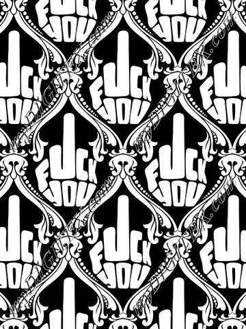 FU Damask (white on black)