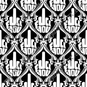 FU Damask (white on black)