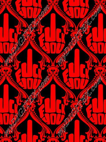 FU Damask (red on black)