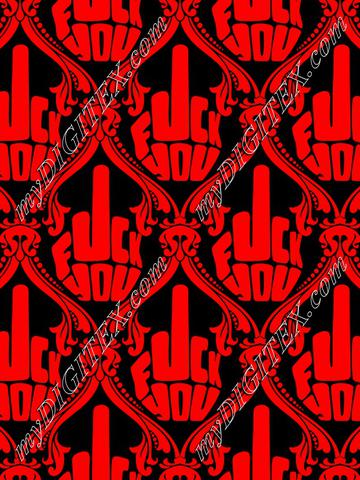 FU Damask (red on black)