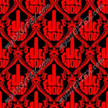 FU Damask (red on black)