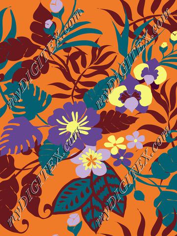 tropical plants on orange