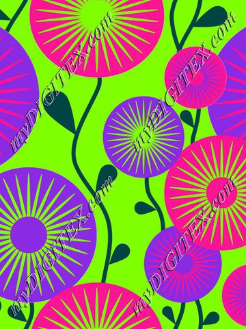 Retro flowers neon colors