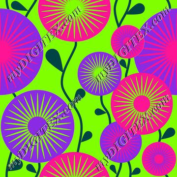 Retro flowers neon colors