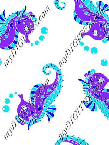 Seahorses ocean blue