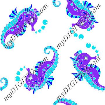 Seahorses ocean blue