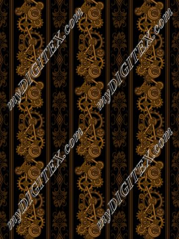 Steampunk Damask Stripes (on black)