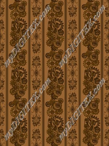 Steampunk Damask Stripes (on tan)