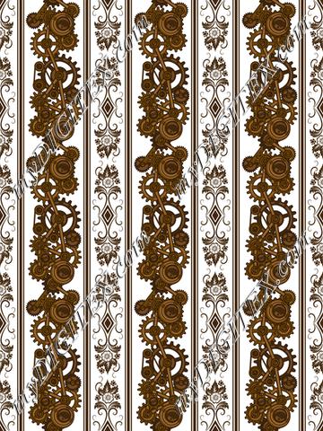 Steampunk Damask Stripes (on white)