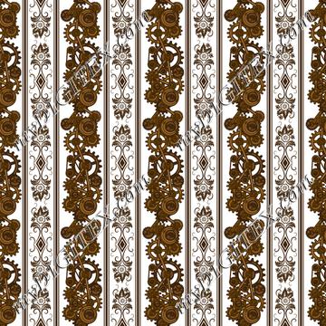 Steampunk Damask Stripes (on white)