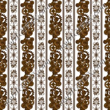 Steampunk Damask Stripes (on white)