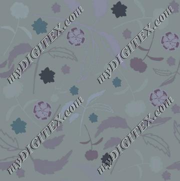 Floral with leaves in blue