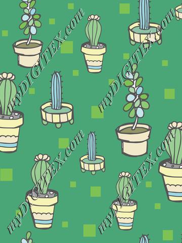 Succulents Vector Pattern teals and blues