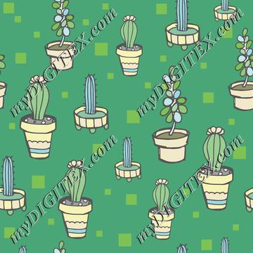 Succulents Vector Pattern teals and blues