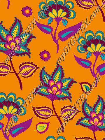 Indian Kalamkari on Orange