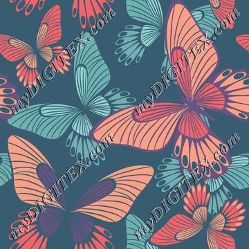 Coral butterflies on quezal green l