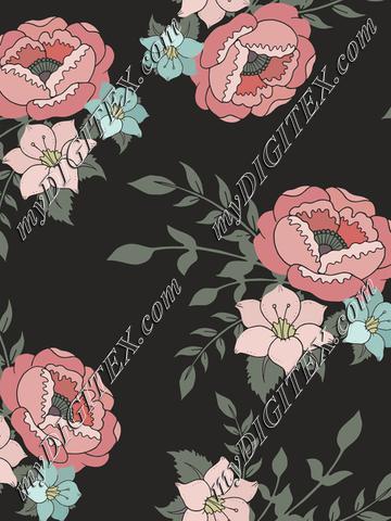 Romantic pink floral on dark