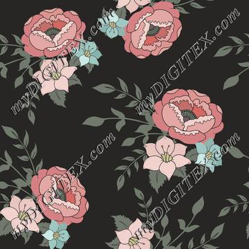 Romantic pink floral on dark