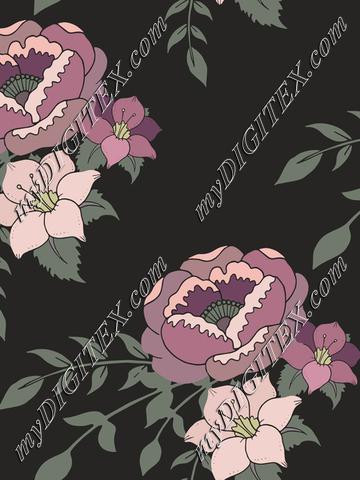 Romantic English Home purple floral on dark