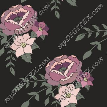 Romantic English Home purple floral on dark