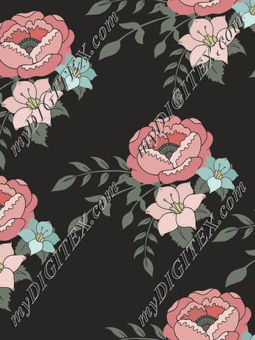 Romantic Pink Floral on Dark