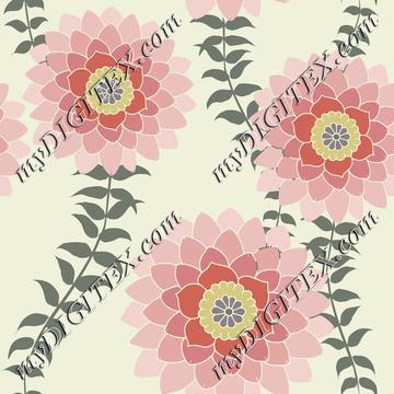 Pink Flowers on Off White Romantic Pretty