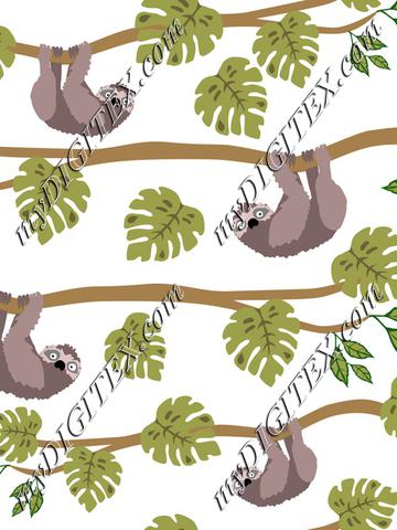 Sloths and Tropical Leaves, Cute Sloth, Tropical Animals