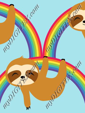 Cute Baby Sloth on Rainbow