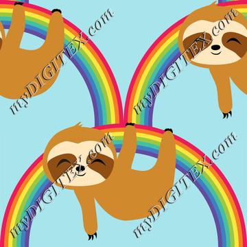 Cute Baby Sloth on Rainbow