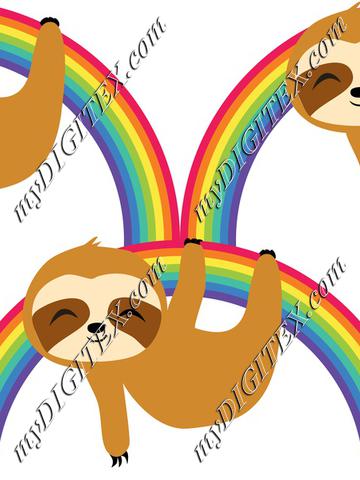 Cute Baby Sloth on Rainbow