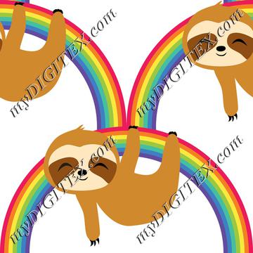 Cute Baby Sloth on Rainbow