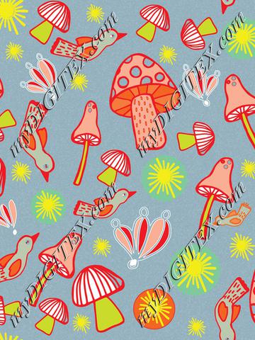 Colorful mushroom pattern B-01