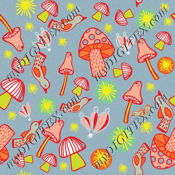 Colorful mushroom pattern B-01